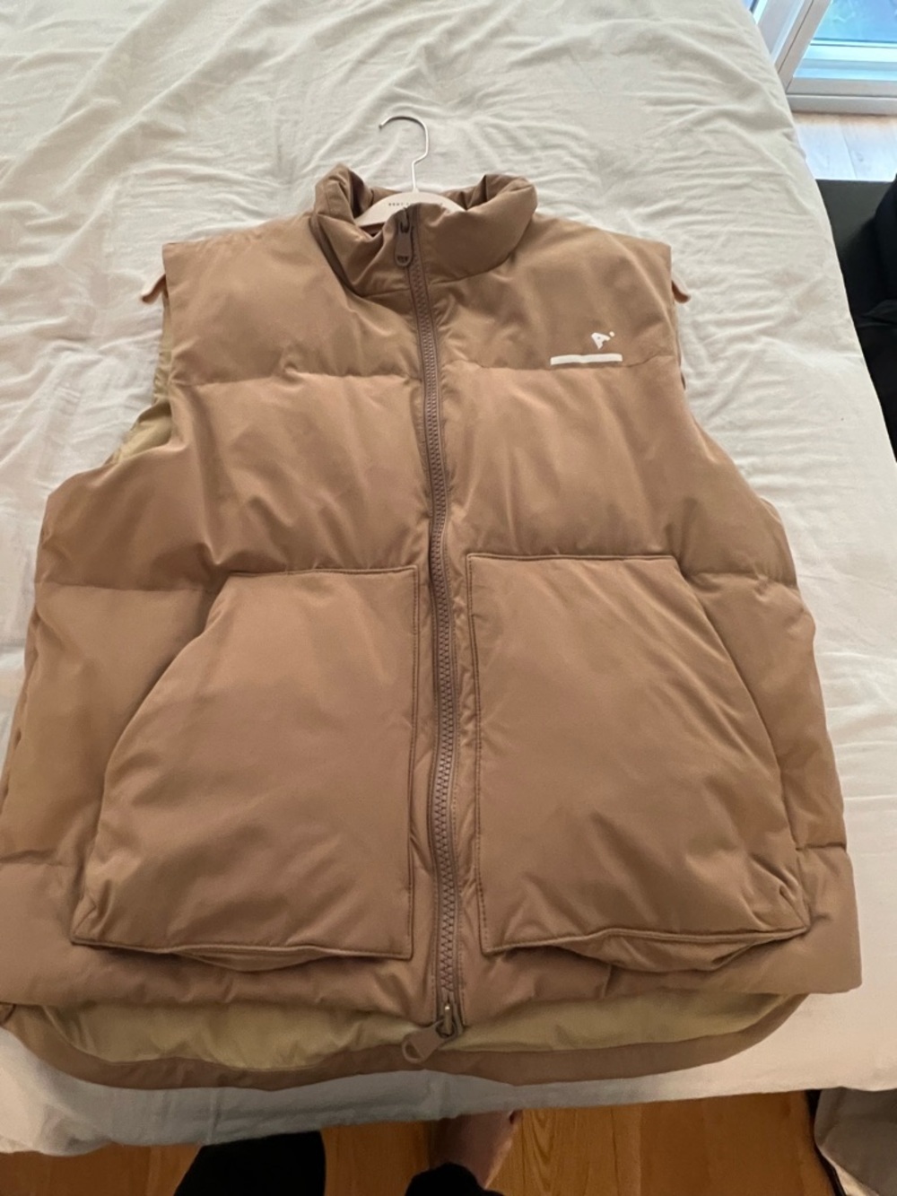 Padded Stand-Collar Vest in Camel